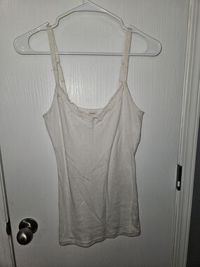 Abercrombie & Fitch White  Lace-Trim Ribben Cami
